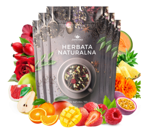 Zestaw herbat OWOCOWYCH 5 szt: Pieczona Gruszka - Wita-Minka - Mango Tango - Nespodzianka - Purpurowe Wyspy