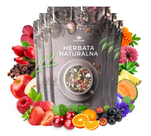 Zestaw herbat OWOCOWYCH 5 szt: Przy kominku - Żurawinowo Truskawkowa - Red Velvet - Wzmocnienie - Purpurowe Wyspy