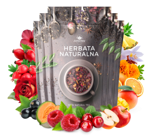 Zestaw herbat OWOCOWYCH 5 szt: Wita-Minka -  Żurawinowa-Truskawkowa - Red Velvet - Malinowo-poziomkowa - Mango Tango