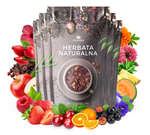 Zestaw herbat OWOCOWYCH 5 szt: Przy kominku - Żurawinowa-Truskawkowa - Red Velvet - Malinowe Mojito - Purpurowe Wyspy