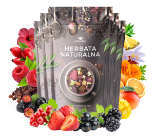 Zestaw herbat OWOCOWYCH 5 szt: Malinowo-Poziomkowa - Malinowe mojito - Leśny Dzban - Truskawkowa Margarita - Mango Tango