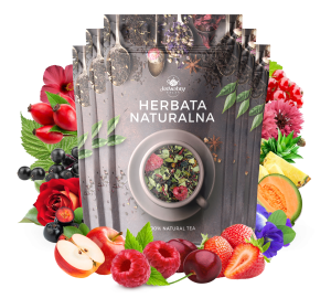 Zestaw herbat OWOCOWYCH 5 szt: Niespodzianka - Lipa malina - Leśny Dzban - Cesarska żurawina - Mango Tango