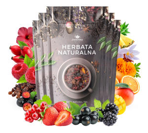 Zestaw herbat OWOCOWYCH 5 szt: Malinowo-poziomkowa - Duch puszczy - Leśny Dzban - Truskawkowa Margarita - Mango Tango
