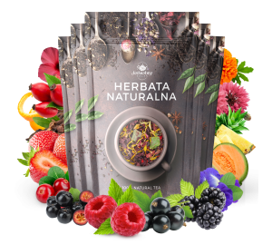 Zestaw herbat OWOCOWYCH 5 szt: Goździki w Pomarańczy - Zachód Słońca - Leśny Dzban - Truskawkowa Margarita - Purpurowe Wyspy