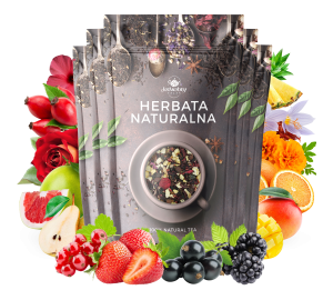 Zestaw herbat OWOCOWYCH 5 szt: Pieczona Gruszka - Wita-Minka - Leśny Dzban - Malinowo-Poziomkowa - Mango Tango