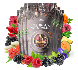Zestaw herbat OWOCOWYCH 5 szt: Wzmocnienie - Malinowe mojito - Leśny Dzban - Malinowo-poziomkowa - Purpurowe Wyspy