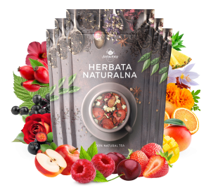 Zestaw herbat OWOCOWYCH 5 szt: Niespodzianka - Cesarska żurawina - Leśny Dzban - Malinowo-poziomkowa - Mango Tango