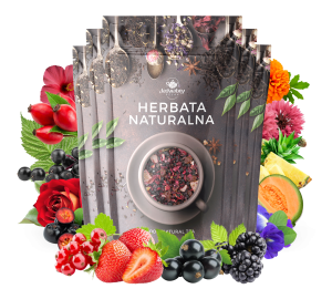 Zestaw herbat OWOCOWYCH 5 szt: Leśny Dzban - Cesarska żurawina - Wiśnia i Rum - Truskawkowa Margarita - Purpurowe Wyspy