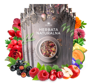 Zestaw herbat OWOCOWYCH 5 szt: Wita-Minka - Pieczona Gruszka - Red Velvet - Truskawkowa Margarita - Purpurowe Wyspy
