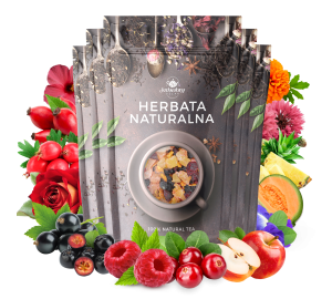 Zestaw herbat OWOCOWYCH 5 szt: Wita-Minka - Malinowe Mojito - Red Velvet - Malinowo Poziomkowa - Purpurowe Wyspy