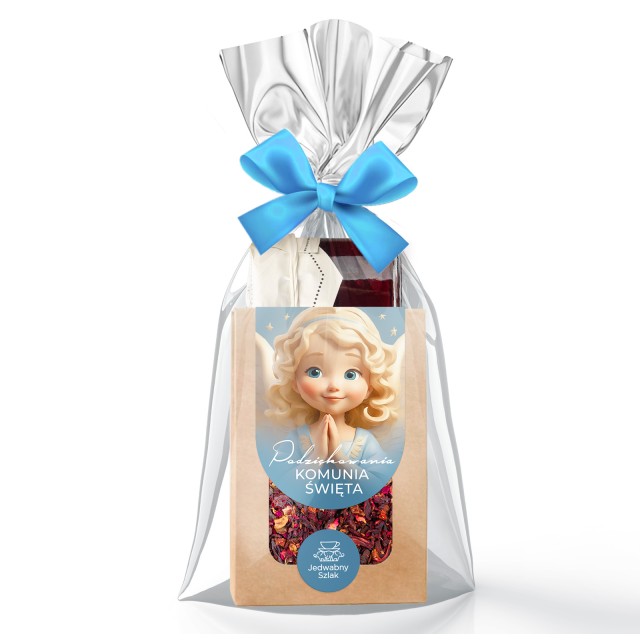 PODZIĘKOWANIE KOMUNIA herbata konfitura PREZENT DLA GOŚCI upominek