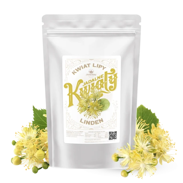KWIAT LIPY cały duże kwiatostany z liściem LIPA POLSKA 100% 50g