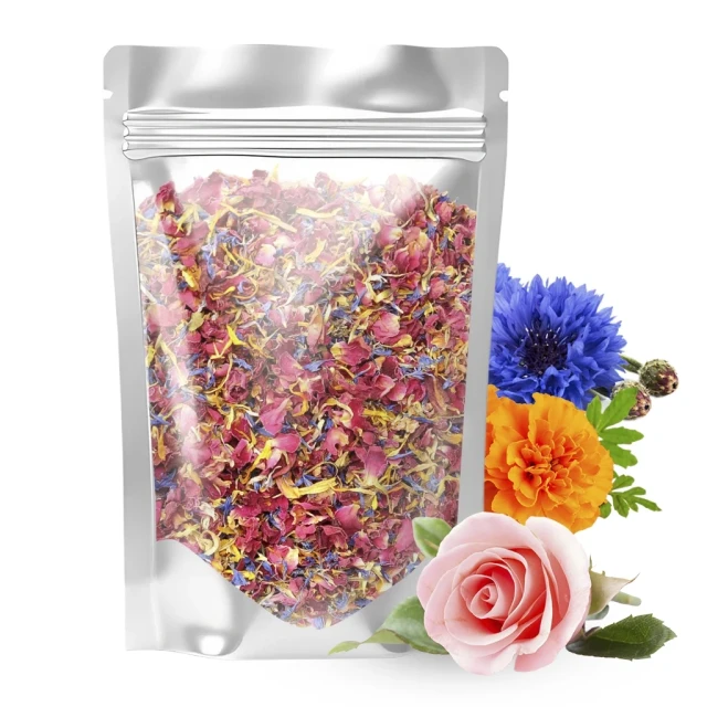 Płatki róż bławatek nagietek KWIATY JADALNE mieszanka dekoracja aromatyczne 130g