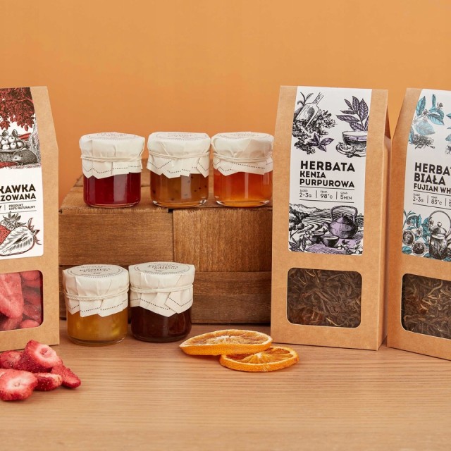 Zestaw prezentowy HERBATA LIOFILIZOWANE owoce mix 5x konfitur MEGA box