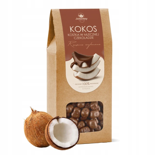Kokos w MLECZNEJ czekoladzie KOSTKA słodycz 200 g przekąska