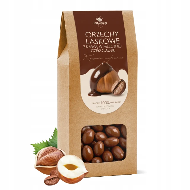 Orzechy laskowe w mlecznej czekoladzie Z KAWĄ premium 200 g