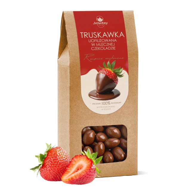 TRUSKAWKA liofilizowana w MLECZNEJ czekoladzie 200 g DUŻE kawałki