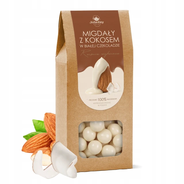 MIGDAŁY w białej czekoladzie Z KOKOSEM premium 200 g