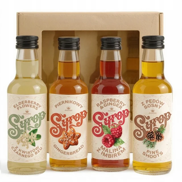 Zestaw syropów DO KAWY 4x200ml coffee set MALINA IMBIR