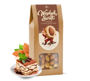 Migdały w białej czekoladzie z Tiramisu 200g – Edycja Świąteczna