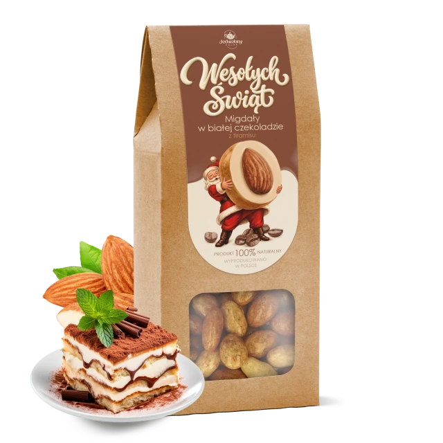 Migdały w białej czekoladzie z Tiramisu 200g – Edycja Świąteczna