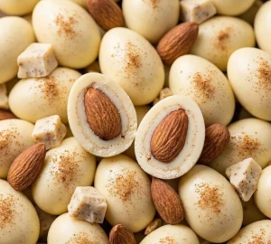 Migdały w białej czekoladzie o smaku Piernika 200g – Edycja Świąteczna
