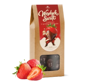Truskawka w gorzkiej czekoladzie 150g – Edycja Świąteczna