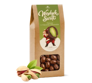 Pistacje w mlecznej czekoladzie 200g – Edycja Świąteczna