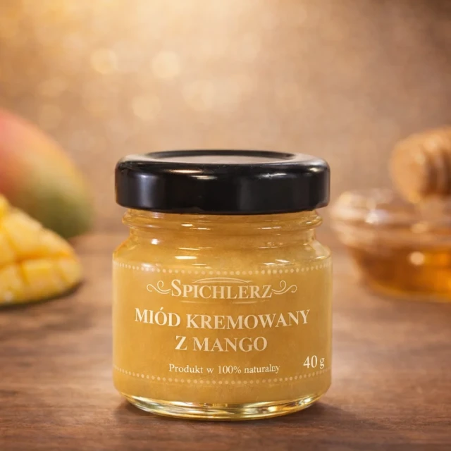 Miód kremowany z mango 40 g – naturalny miód owocowy 