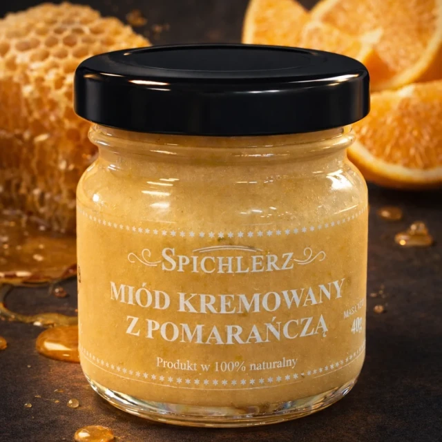 Miód kremowany z pomarańczą 40 g – naturalny miód owocowy