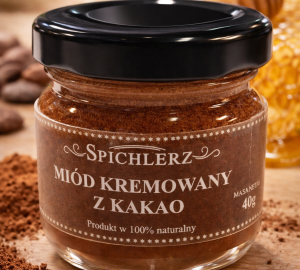 Miód kremowany z kakao 40 g – naturalny miód z kakao o czekoladowym