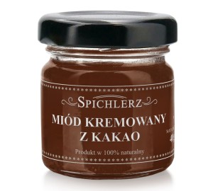 Miód kremowany z kakao 40 g – naturalny miód z kakao o czekoladowym