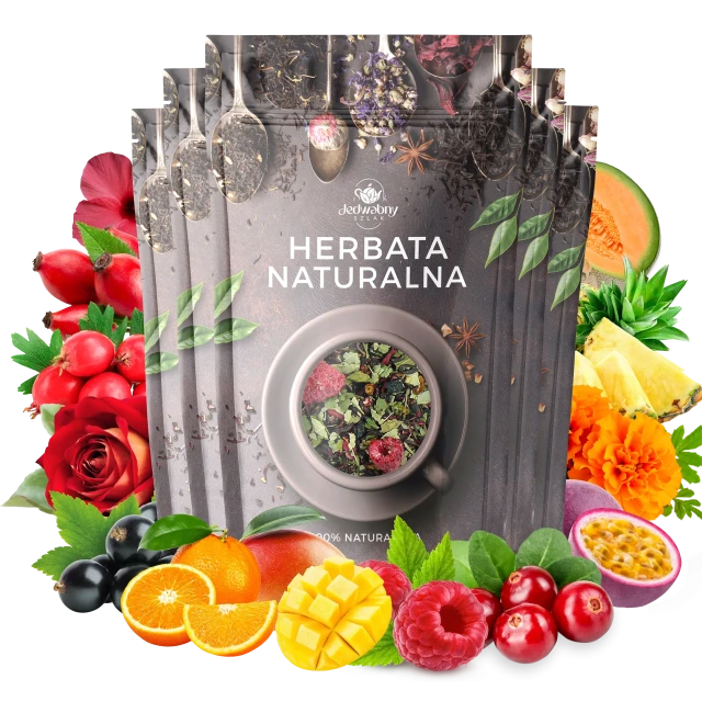 Zestaw herbat OWOCOWYCH 5 szt: Wita-Minka - Lipa Malina - Mango Tango - Cesarska Żurawina  - Yellow Submarine