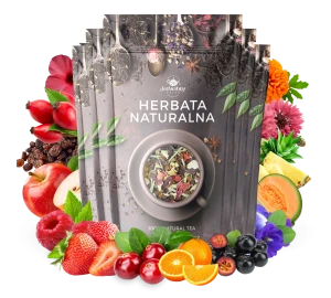 Zestaw herbat OWOCOWYCH 5 szt: Przy kominku - Żurawinowo Truskawkowa - Red Velvet - Wzmocnienie - Purpurowe Wyspy