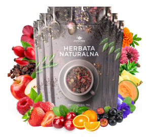 Zestaw herbat OWOCOWYCH 5 szt: Przy kominku - Żurawinowo Truskawkowa - Red Velvet - Malinowo-poziomkowa - Purpurowe Wyspy