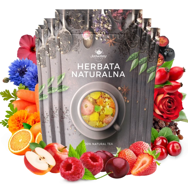 Zestaw herbat OWOCOWYCH 5 szt: Zachód Słońca - Malinowe Mojito - Niespodzianka - Yellow Submarine - Żurawinowa-Truskawkowa