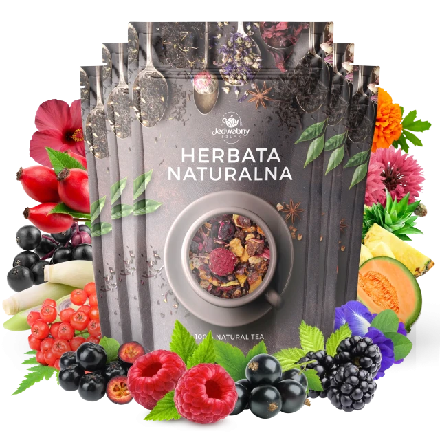 Zestaw herbat OWOCOWYCH 5 szt: Wzmocnienie - Przy kominku - Leśny Dzban - Truskawkowa Margarita - Purpurowe Wyspy