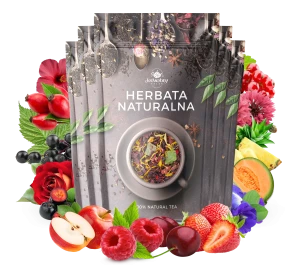Zestaw herbat OWOCOWYCH 5 szt: Niespodzianka - Zachód Słońca - Leśny Dzban - Cesarska żurawina - Mango Tango