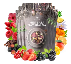 Zestaw herbat OWOCOWYCH 5 szt: Malinowo-Poziomkowa - Malinowe mojito - Leśny Dzban - Truskawkowa Margarita - Mango Tango