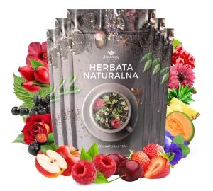 Zestaw herbat OWOCOWYCH 5 szt: Niespodzianka - Lipa malina - Leśny Dzban - Cesarska żurawina - Mango Tango