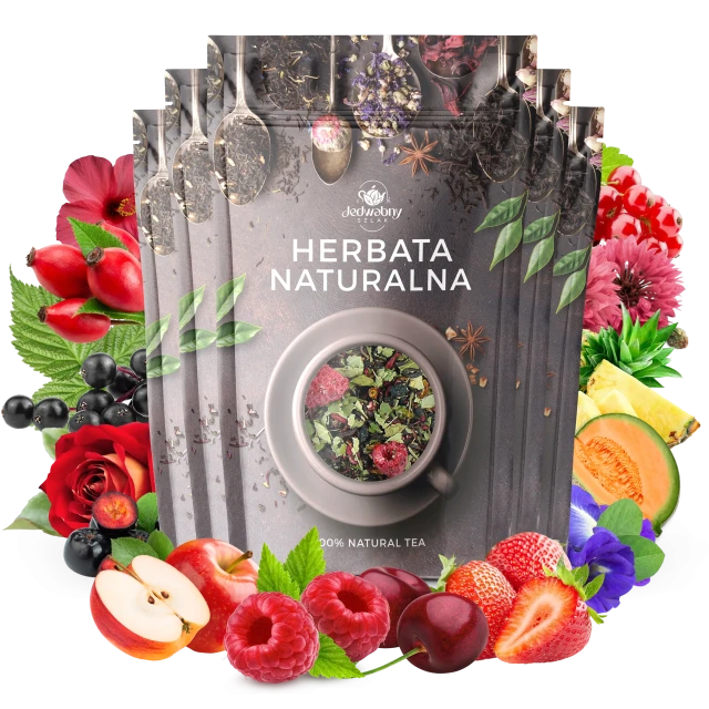 Zestaw herbat OWOCOWYCH 5 szt: Niespodzianka - Lipa malina - Leśny Dzban - Cesarska żurawina - Mango Tango