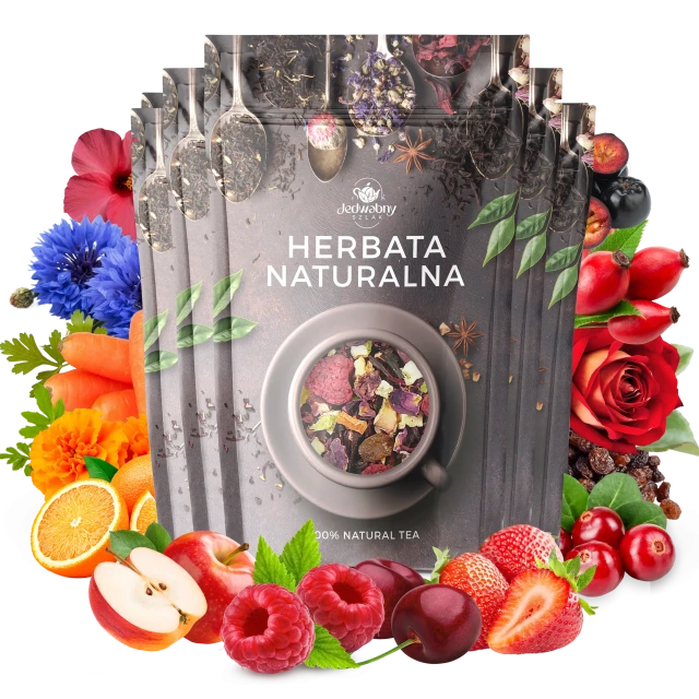 Zestaw herbat OWOCOWYCH 5 szt: Zachód Słońca - Malinowe mojito - Niespodzianka - Truskawkowa Margarita - Żurawinowa-Truskawkowa