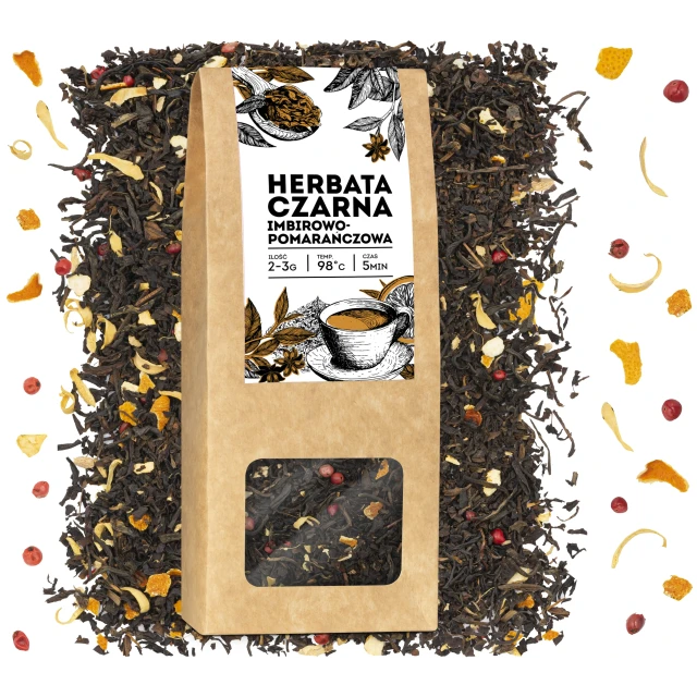Herbata czarna liściasta Imbirowo-Pomarańczowa 50g 