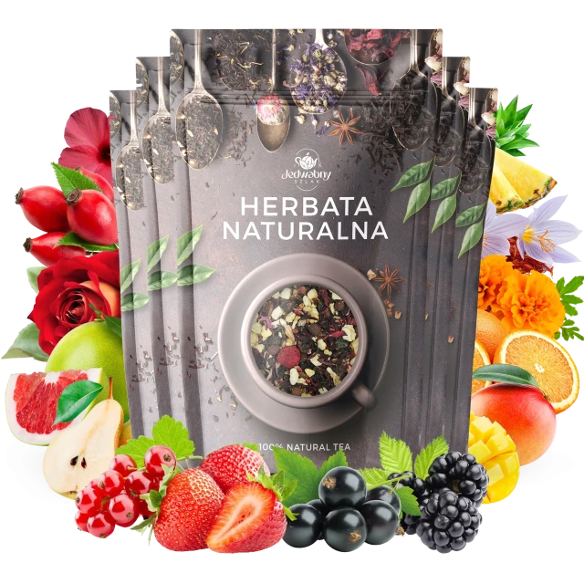Zestaw herbat OWOCOWYCH 5 szt: Pieczona Gruszka - Wita-Minka - Leśny Dzban - Malinowo-Poziomkowa - Mango Tango