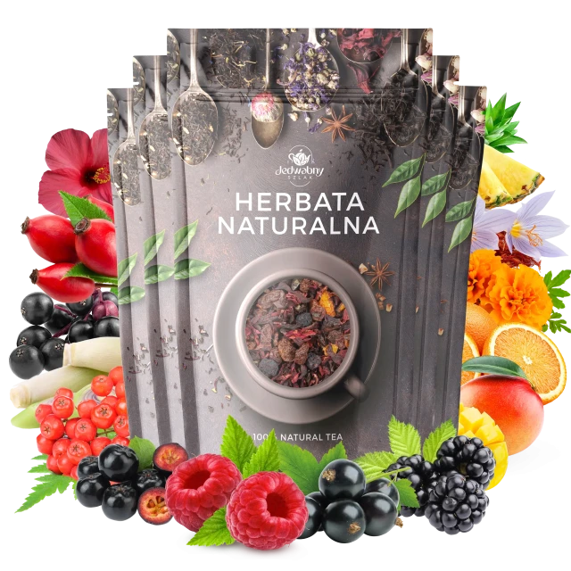 Zestaw herbat OWOCOWYCH 5 szt: Wzmocnienie - Duch puszczy - Leśny Dzban - Cesarska żurawina - Mango Tango