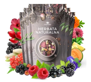 Zestaw herbat OWOCOWYCH 5 szt: Wzmocnienie - Malinowe mojito - Leśny Dzban - Malinowo-poziomkowa - Purpurowe Wyspy