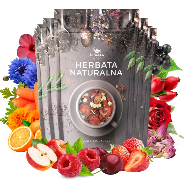 Zestaw herbat OWOCOWYCH 5 szt: Zachód Słońca - Malinowe Mojito - Niespodzianka - Truskawkowa Margarita - Red Whisky