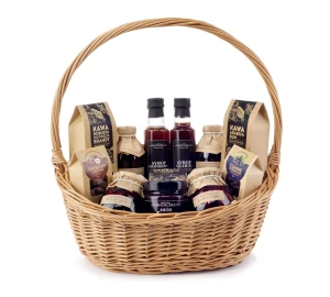 Ekskluzywny wiklinowy KOSZ - 14 naturalnych produktów 
