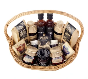 Ekskluzywny wiklinowy KOSZ - 14 naturalnych produktów 