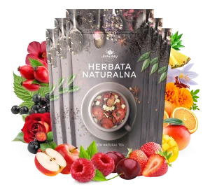 Zestaw herbat OWOCOWYCH 5 szt: Niespodzianka - Cesarska żurawina - Leśny Dzban - Malinowo-poziomkowa - Mango Tango